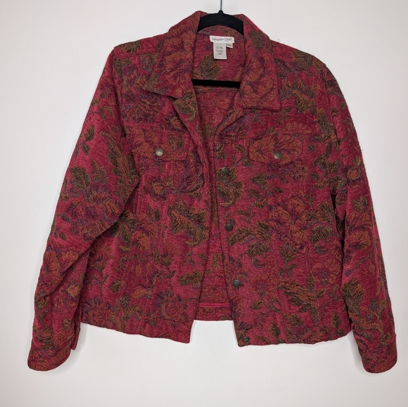Coldwater Creek Floral Tapestry Jacket XL Boho Vintage Inspired Cropped - Picture 2 of 5